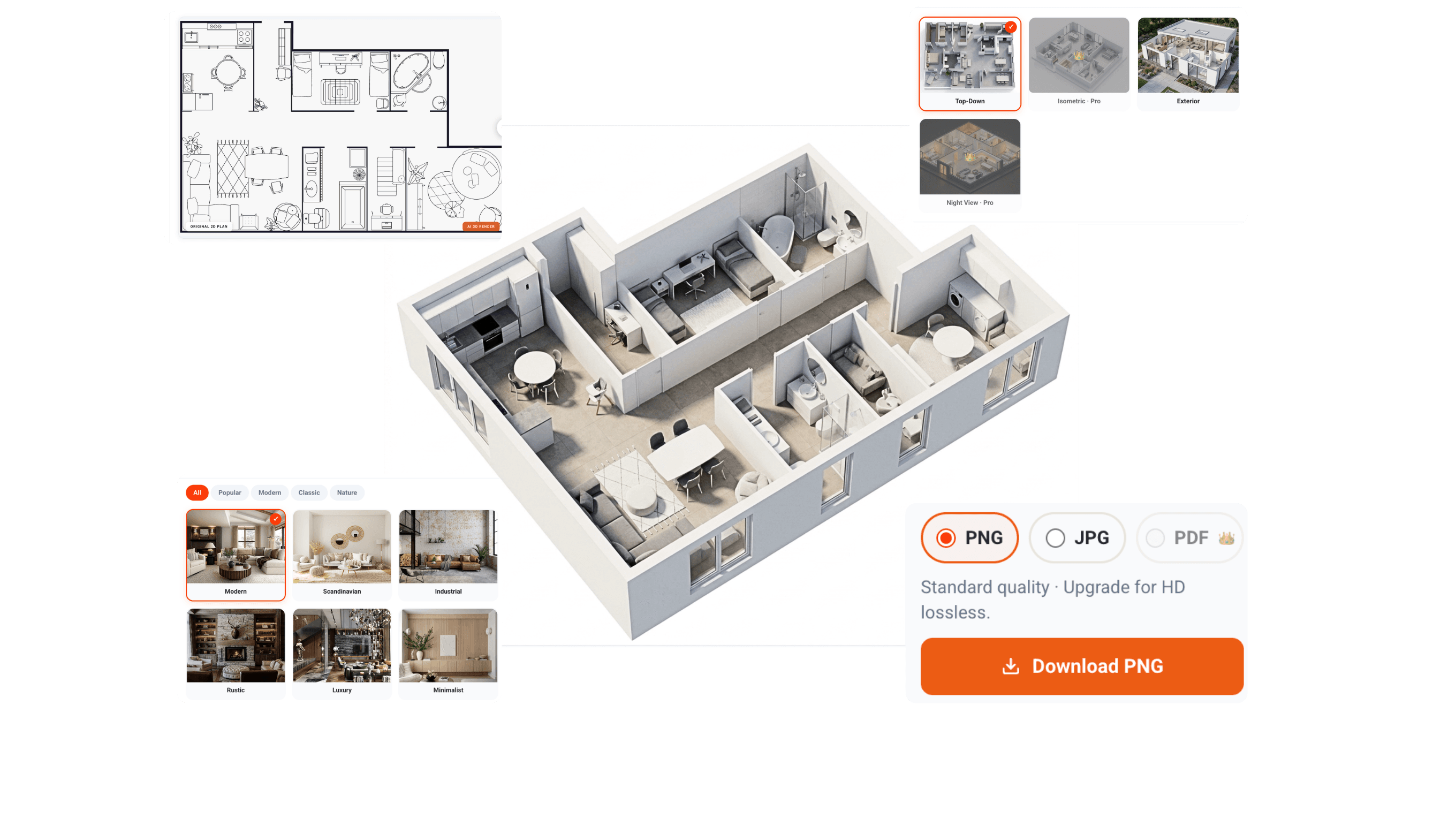 MyHomeStyler — 2D floor plan to 3D render workflow